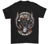 Rebel E Orgoglio Maglietta Da Moto Biker Uomo 100% Cotone