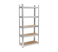 Rebel Electro Scaffale in metallo per magazzino 5 ripiani Scaffale per garage 150 x 70 x 30 Argento RB-1255