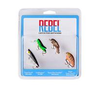 Rebel Esche classiche Critters Crankbait esche da pesca confezione da 4, include 1 Teeny Pop-R, 1 Crickhopper, 1 Teeny Wee Crawfish e 1 Teen Wee-R, Multi, taglia unica