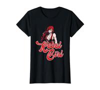 Rebel Ragazza Zenzero Redhead Capelli Rossi Testa Irlandese Maglietta, Donna, Nero, L