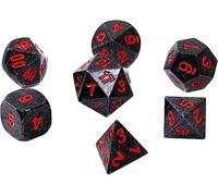 REBEL - Set di dadi RPG - Metallo - Acciaio nero con numeri rossi