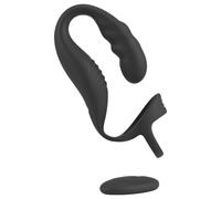 Rebel - vibratore prostatico con anello pene e testicoli (nero)