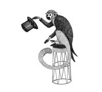 Rebel Walls Carta da parati panoramica Circus Animal Mr Monkey - Black/ White