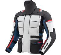Rebelhorn Cubby 5 Giacca tessile da motocicletta impermeabile, grigio/blu/rosso, Taglia 4XL