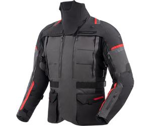 Rebelhorn Cubby 5 Giacca tessile da motocicletta impermeabile, grigio scuro/nero/rosso, Taglia 3XL