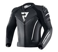 REBELHORN Fighter Giacca da Moto Uomo | Pelle | Protezioni Gomiti, Spalle e Schiena Livello 2 | Cursore per Spalle | Gilet Impermeabile In&Out | Ventilazione