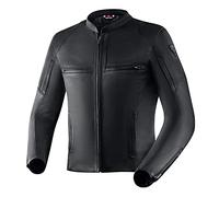 REBELHORN Runner III Giacca da Moto Uomo | Pelle | Protezioni Gomiti e Spalle Livello 2 | Tasca per Protezione Schiena | 10 Canali di Ventilazione