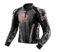 Giacca moto in pelle Rebelhorn Veloce nero-grigio-rosso fluo 50