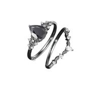 Rebellious Anelli alla moda con cristalli neri e fiori, gioielli in lega per l'uso quotidiano, diverse misure, vestibilità comoda, design gotico, stile gotico, come descritto