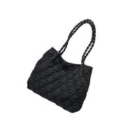 Rebellious Borsa a tracolla trapuntata alla moda spaziosa borsa da lavoro in cotone per la via d'ufficio con doppia possibilità di trasporto, borsa da lavoro multifunzione da donna, Nero