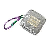 Rebellious Elegante organizzatore igienico in tessuto metallico, sacchetto quadrato compatto per essenziali femminili, design adatto ai viaggi, organizzatore igienico argento lucido