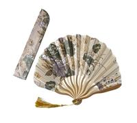 Rebellious Ventilatore per asciugamani di seta con telaio in bambù e nappe stile cinese lembo per un facile trasporto e mano d'azione
