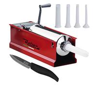 Reber Insaccatrice Manuale per Salsicce 5L/5KGS Orizzontale con 2 Velocità | Uso Domestico e Professionale - Struttura Robusta Acciaio INOX - Spelucchino cm. 7,5 e 4 Imbuti Inclusi