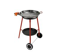 Reber Kit Paella Completo per la Cucina All'Aria Aperta con Fornello ad Alimentazione a Gas (Gpl) a Due Fuochi Indipendenti, Supporto in Acciaio Verniciato a Tre Piedi, Padella in Ferro