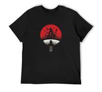 Rebirth Uchiha Clan Symbol Mashup with Itachi Mangekyou Sharingan Sasuke Uchiha T-Shirt Men Cotton T-Shirt Black L