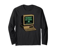 Reboot My Soul - Divertente Design tecnologico retrò Maglia a Manica