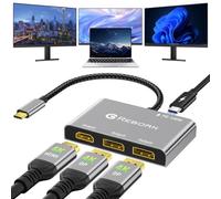 Reborn Adattatore da USB-C a doppia DisplayPort e 1 HDMI con PD da 100 W, 4K a 60 Hz USB Type-C 1 in 3 Out Splitter, splitter per porta display per adattatore multi-monitor USB-C a 3 porte con PC