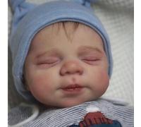 Reborn Baby Boy 19 pollici bambola realistica fatta a mano con corpo in tessuto morbido, bambola reborn come un bambino realistico, occhi chiusi, ragazzo Dimensioni: 19 pollici (49 cm); peso: 1 kg (2,