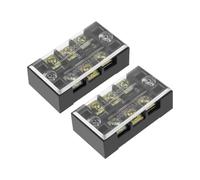 Rebower 3 Posizioni Doppie a 600V 25A Blocco di Strisce Terminali a Vite (con Copertura), [per Collegamento di Fili, Circuiti Elettronici] - 2 Confezione/Nero/TB-2503L