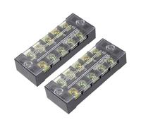 Rebower 5 Posizioni Doppie a 600V 25A Blocco di Strisce Terminali a Vite (con Copertura), [per Collegamento di Fili, Circuiti Elettronici] - 2 Confezione/Nero/TB-2505L