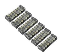 Rebower 6 Posizioni Doppie a 600V 25A Blocco di Strisce Terminali a Vite (con Copertura), [per Collegamento di Fili, Circuiti Elettronici] - 6 Confezione/Nero/TB-2506L