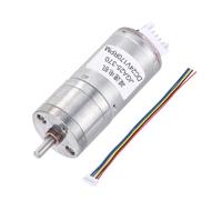 Rebower Motore Riduttore Encoder JGA25-370 DC24V 170RPM | Albero D Centrale, Riduzione 1:35.5, con Filo Terminale 6Pin, per Robot, Progetti Fai da Te, Modellismo Auto RC, Argento