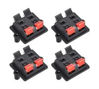 Rebower Presa a Molla a Spinta a 2 File 4 Posizioni Connettore Terminale per Altoparlante, [Per Altoparlante, Lettore Audio] - 32mm / Rosso Nero / 4 Pezzi