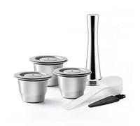 RECAFIMIL Cialde da caffè riutilizzabili Nes presso, 3 pezzi, capsule riutilizzabili con pressino, in acciaio inox, compatibili con macchine Nes-presso