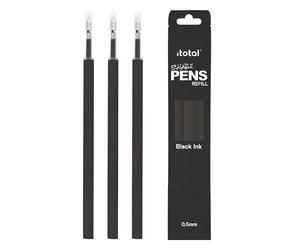 Recambios de bolígrafo, tinta borrable, juego de 3 piezas Negro