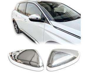 Recambo Copertura per specchietto retrovisore in acciaio inox compatibile per Opel Grandland X | anno di costruzione dal 2017 > - Un paio di tappi cromati per specchietto retrovisore auto