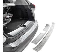 RECAMBO Protezione per paraurti in acciaio inox, adatta per Nissan X-Trail | T33 | anno di costruzione dal 2021 > Set di 2 pezzi in effetto spazzolato per paraurti interno ed esterno con superficie