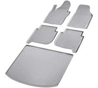 RECAMBO Set di Tappetini Antiscivolo in Gomma e Vasca per Bagagliaio, Accessori Auto per VW Touran I, tipo 1T | 2003-2015 100% Tappeti Auto e Bagagliaio in TPE di Alta Qualità, Colore: Grigio