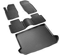 RECAMBO Set di tappetini in gomma e tappetini per bagagliaio compatibili con Volvo XC90 I | 2002-2014 | 5 posti Tappetini per auto 100% su misura e tappetino bagagliaio in TPE antiscivolo di alta