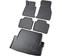 RECAMBO Set di tappetini in gomma e vasca per bagagliaio adatti per BMW serie 3 F30 berlina, 2011 2018 100% tappetini per auto e bagagliaio in TPE antiscivolo di alta qualità, colore nero