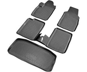 Recambo Set di tappetini in gomma e vasca per bagagliaio adatti per Fiat Panda II | 169 | 2003 2012 100% tappetini per auto e bagagliaio in TPE antiscivolo di alta qualità, colore nero