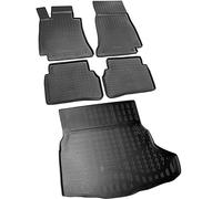 RECAMBO Set di tappetini in gomma e vasca per bagagliaio adatti per Mercedes Classe C | W205 berlina | dal 2014 > 100% tappetini per auto e bagagliaio in TPE antiscivolo di alta qualità nero