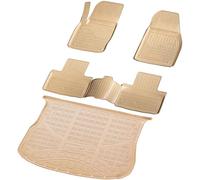 RECAMBO Set di tappetini in gomma e vasca per bagagliaio adatti per Range Rover Evoque I | L538, LV | 2011-2018 100% tappetini per auto e bagagliaio in TPE antiscivolo di alta qualità, colore beige