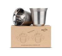 RECAPS Set di tazze da caffè espresso in acciaio inossidabile da 80 ml - Confezione da 2 tazze Demitasse in acciaio inossidabile 304 a doppia parete da 2,7 once