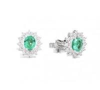 Recarlo E77CC001/SM 18K White Gold Emerald and Diamond Earrings