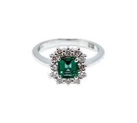 Recarlo R79CC057/SM045-14 Women's Emerald and Diamond Ring - 18K White Gold