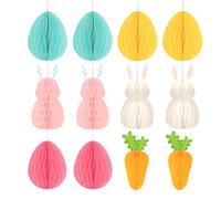 Reccisokz 12 Pezzi Alveare Uova Di Plastica Dipinte,Riutilizzabili, Decorazioni Per Interni Ed Esterni,Decorazione Pasquale,Utilizzato Per Appendere Alberi, Scuole, Case, Uffici