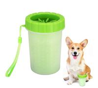 Reccisokz Bicchiere lava zampe cane verde piccolo 9 x 11 cm, pulitore zampe portatile per cani con setole in silicone, accessorio per fango sabbia e rientro dopo la passeggiata