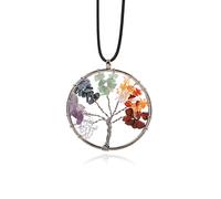 Reccisokz Ciondolo Albero della Vita con Pietra di Cristallo e Perla - Portafortuna Collana da Donna - Regalo di Compleanno per Uomo, Donna e Ragazze