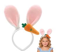 Reccisokz Orecchie Coniglio Cerchietto Con A Forma Di Carota, Per Le Feste Di Pasqua, Costume Carnevale Cosplay, Graziose Animale Peluche,Per Ragazze E Bambini (Beige)