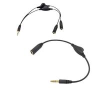 RecDec Confezione da 2 auricolari cablati con controllo del volume con spina jack TRS da 1/8 di pollice, cavi di prolunga per cuffie da 3,5 mm, adattatore doppio per cuffie, splitter audio in linea