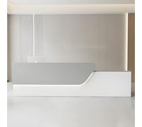 Reception a LED con cassetto bloccabile, grande banco cassa per negozi, cliniche, ufficio, moderno grigio (100 cm)