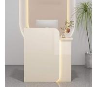 Reception con Bancone Ottimo Risparmio di Spazio Receptionist Front Counter con Cassetto Chiudibile A Chiave Home Office per Salone Sala di Ricevimento Checkout L, Apricot, Left_60X40X100CM