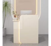 Reception con Bancone Ottimo Risparmio di Spazio Receptionist Front Counter con Cassetto Chiudibile A Chiave Home Office per Salone Sala di Ricevimento Checkout L, Apricot, Right_60X40X100CM