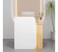 Reception con Bancone Ottimo Risparmio di Spazio Receptionist Front Counter con Cassetto Chiudibile A Chiave Home Office per Salone Sala di Ricevimento Checkout L, White Yellow, Left_60X40X100CM