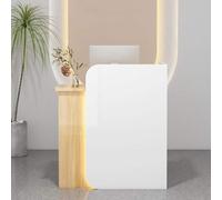 Reception con Bancone Ottimo Risparmio di Spazio Receptionist Front Counter con Cassetto Chiudibile A Chiave Home Office per Salone Sala di Ricevimento Checkout L, White Yellow, Right_60X40X100CM